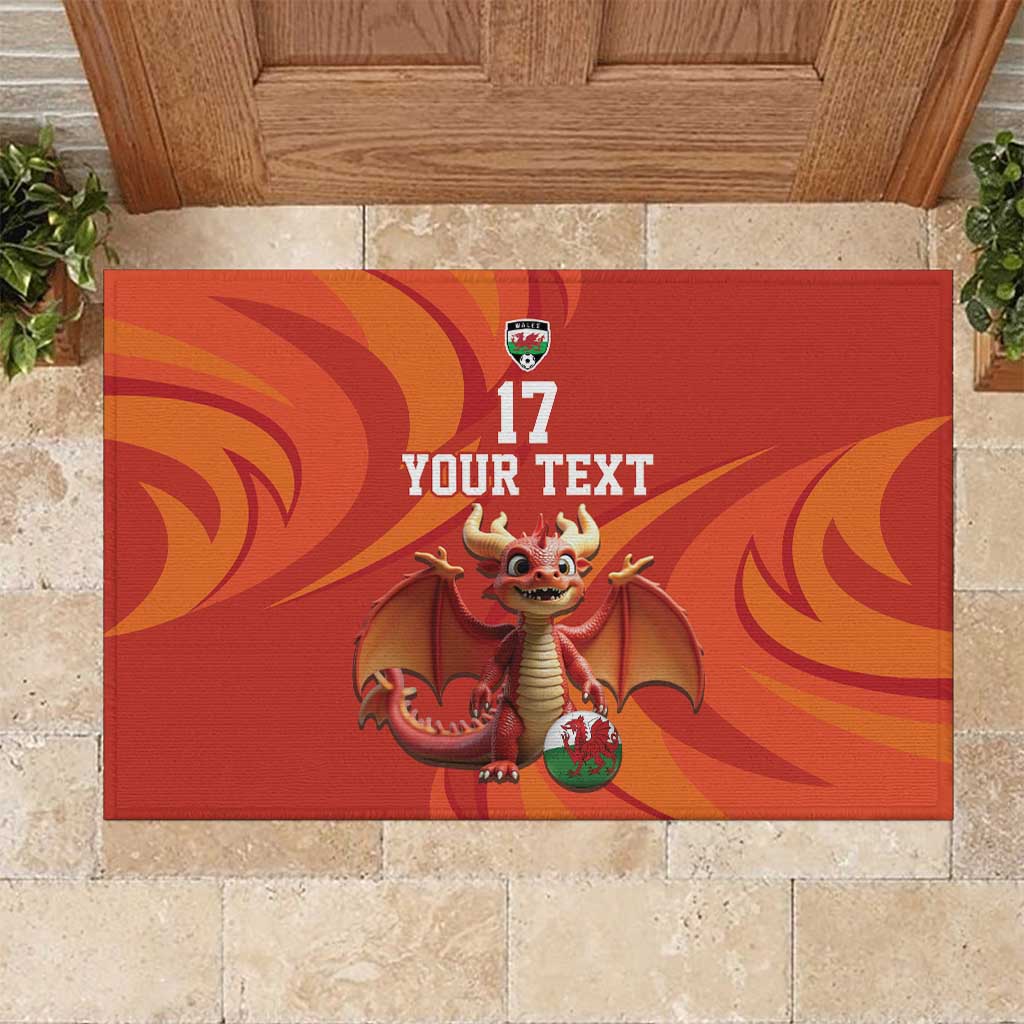 Custom Wales Football Go Champions Rubber Doormat Cymru am byth Red Style