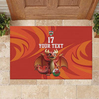 Custom Wales Football Go Champions Rubber Doormat Cymru am byth Red Style