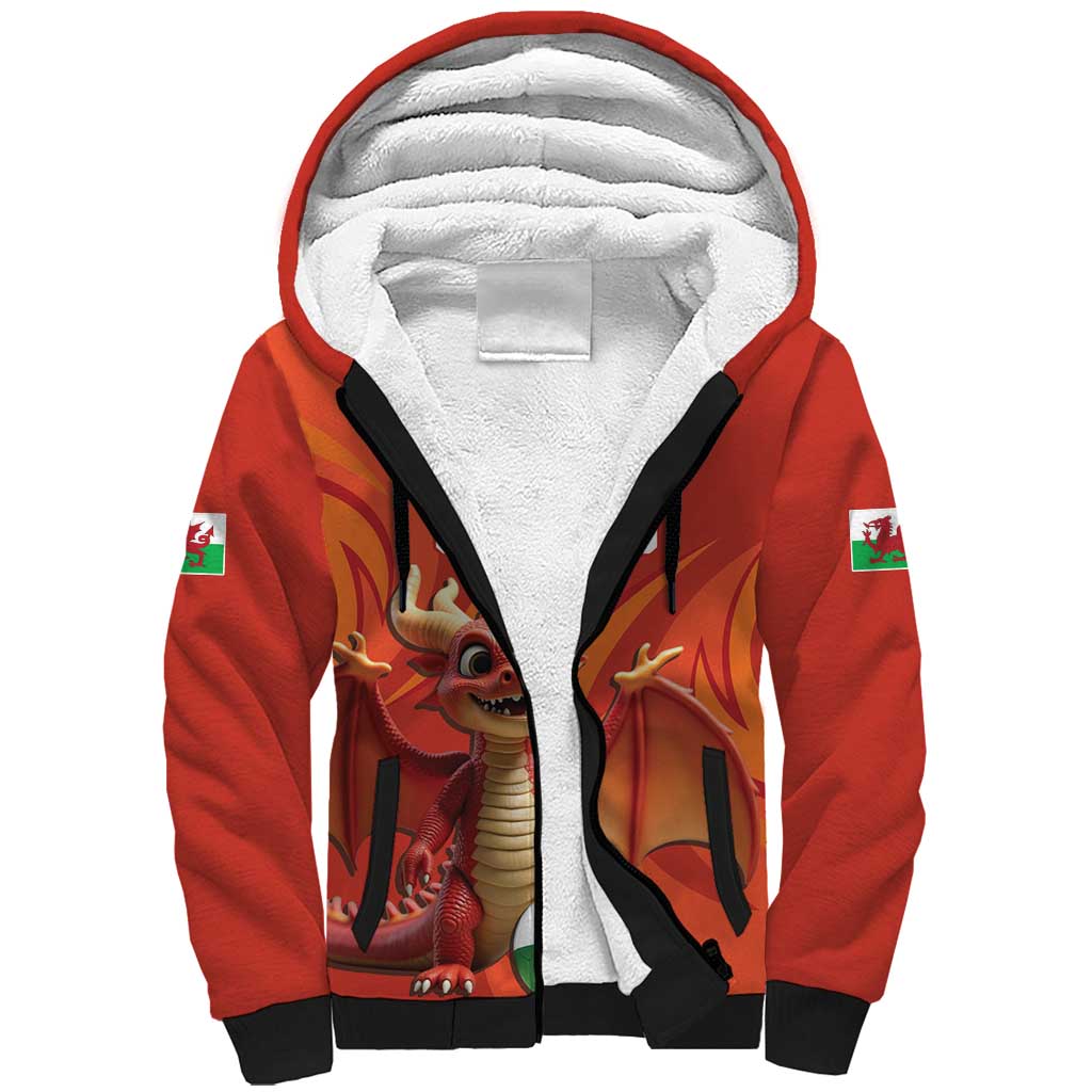 Custom Wales Football Go Champions Sherpa Hoodie Cymru am byth Red Style