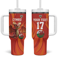 Custom Wales Football Go Champions Tumbler With Handle Cymru am byth Red Style