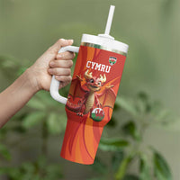 Custom Wales Football Go Champions Tumbler With Handle Cymru am byth Red Style