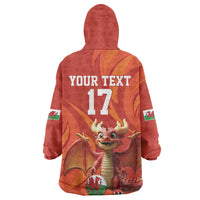 Custom Wales Football Go Champions Wearable Blanket Hoodie Cymru am byth Red Style