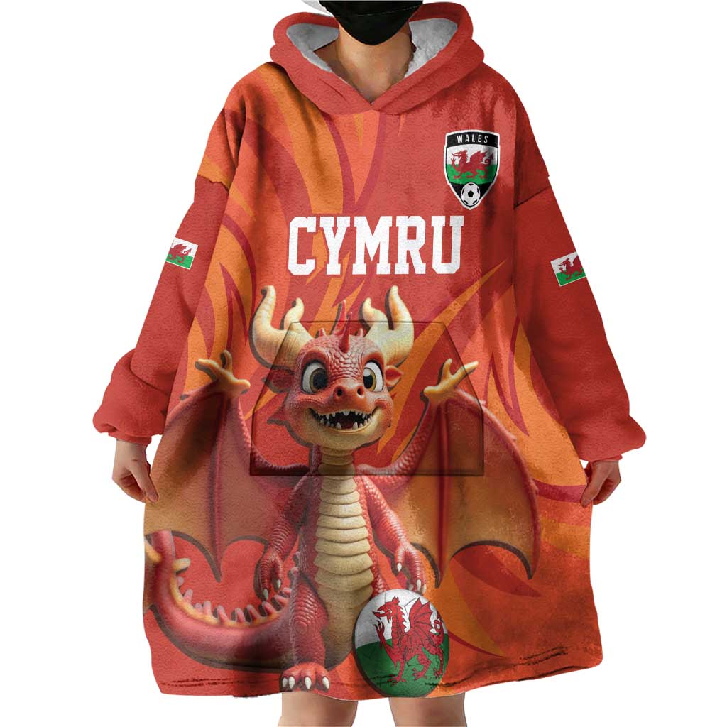 Custom Wales Football Go Champions Wearable Blanket Hoodie Cymru am byth Red Style
