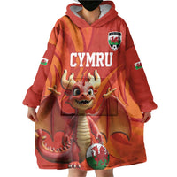 Custom Wales Football Go Champions Wearable Blanket Hoodie Cymru am byth Red Style