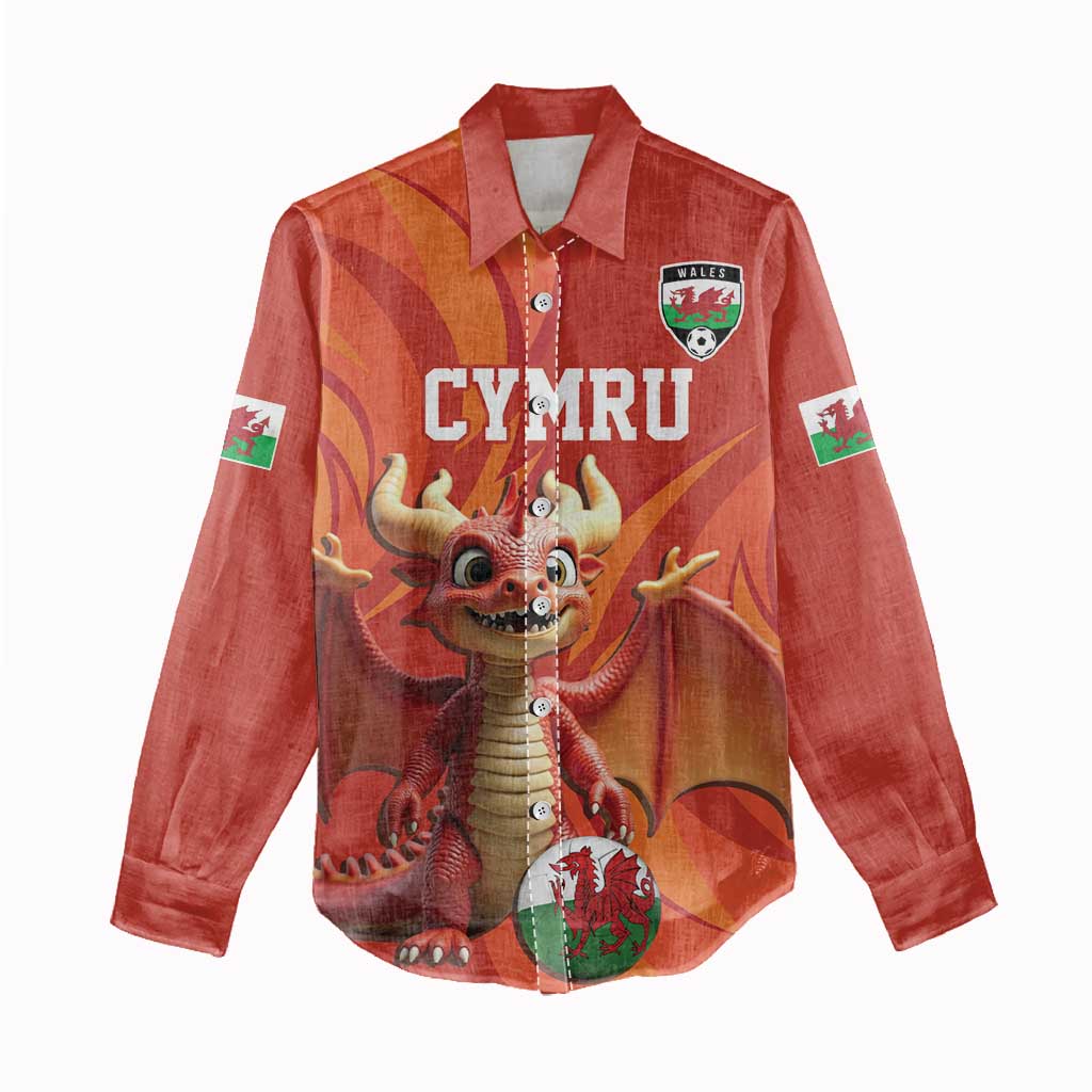 Custom Wales Football Go Champions Women Casual Shirt Cymru am byth Red Style