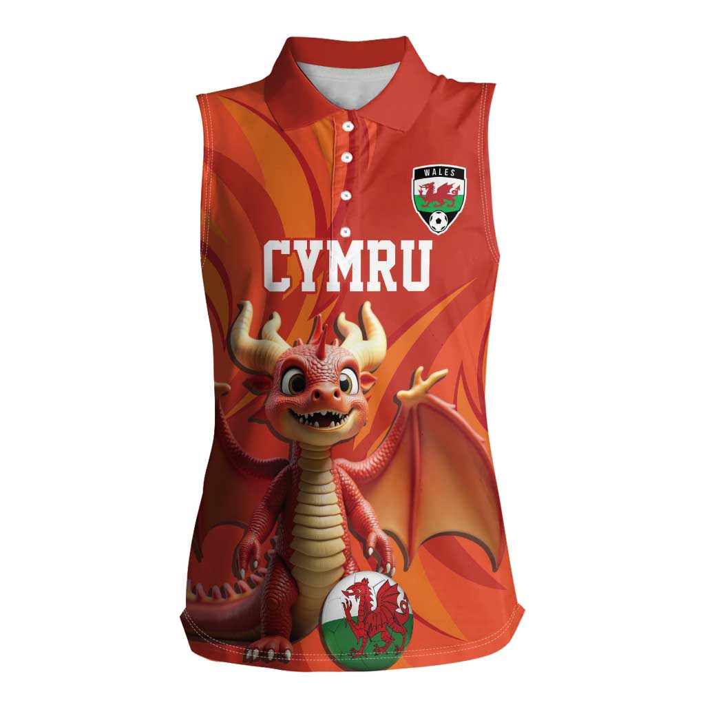 Custom Wales Football Go Champions Women Sleeveless Polo Shirt Cymru am byth Red Style