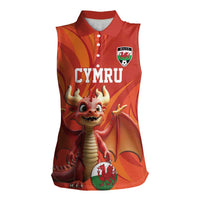 Custom Wales Football Go Champions Women Sleeveless Polo Shirt Cymru am byth Red Style