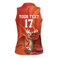 Custom Wales Football Go Champions Women Sleeveless Polo Shirt Cymru am byth Red Style