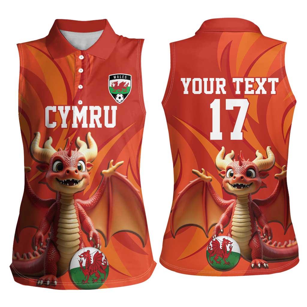 Custom Wales Football Go Champions Women Sleeveless Polo Shirt Cymru am byth Red Style