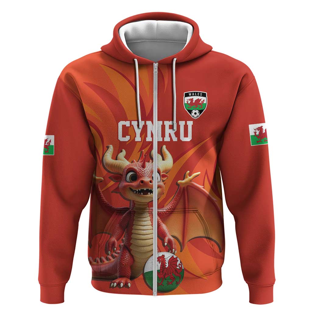 Custom Wales Football Go Champions Zip Hoodie Cymru am byth Red Style
