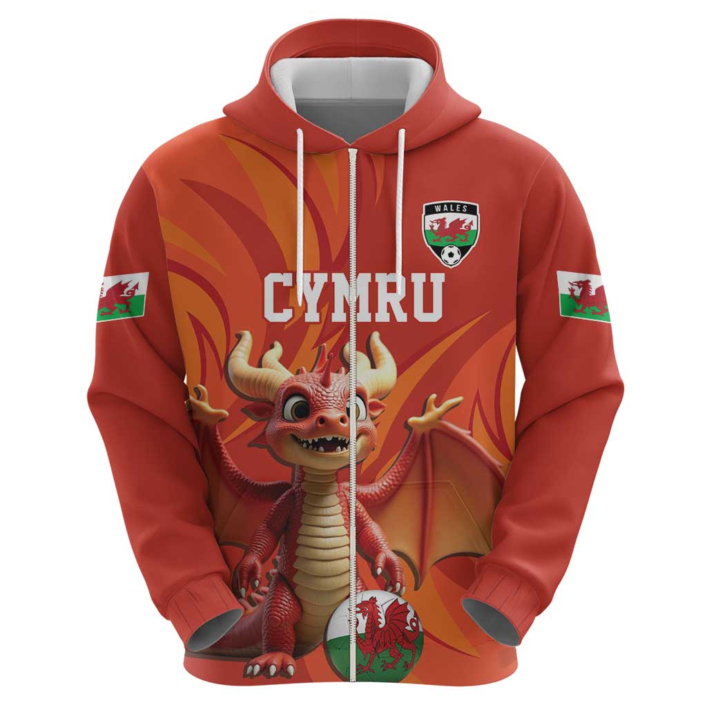 Custom Wales Football Go Champions Zip Hoodie Cymru am byth Red Style