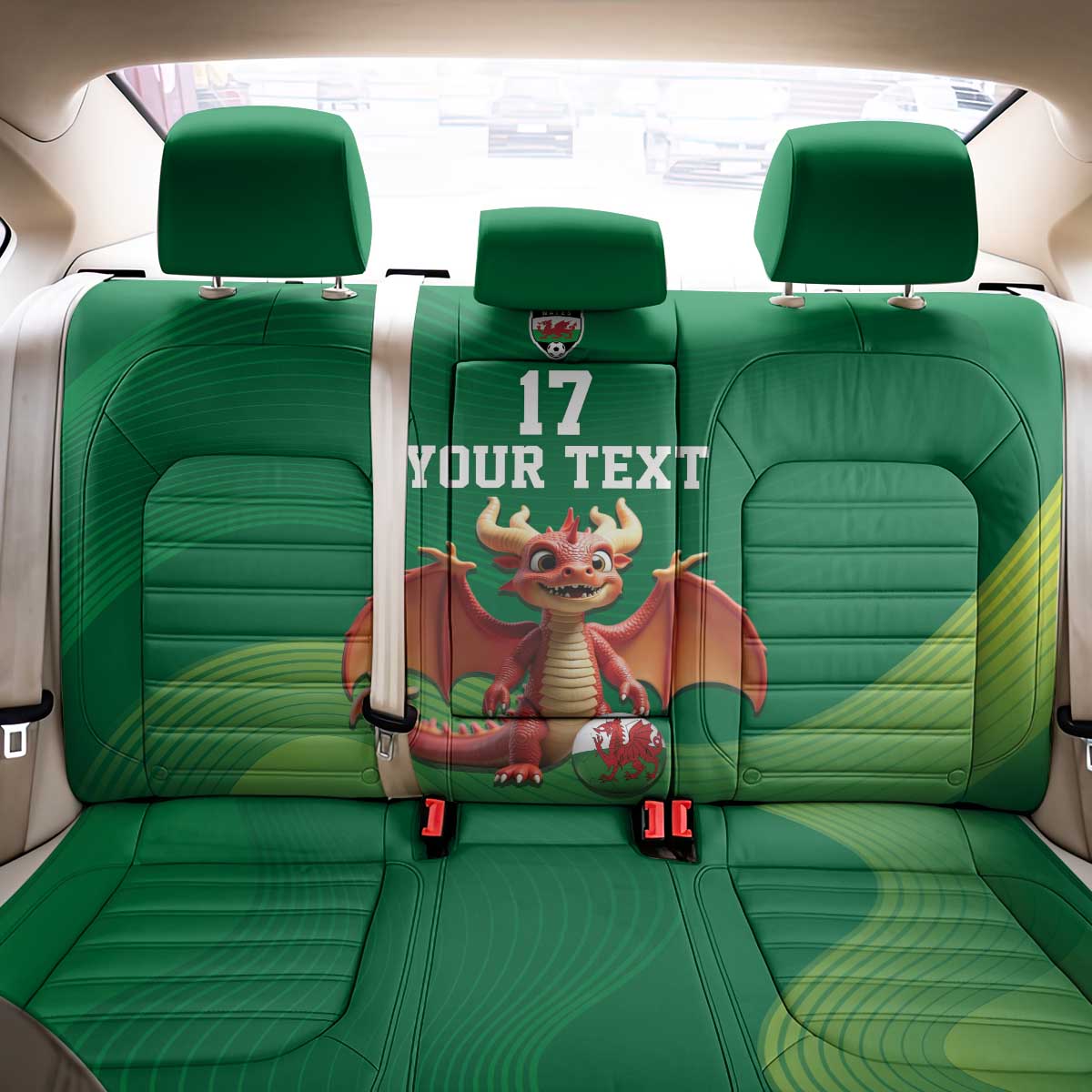 Custom Wales Football Go Champions Back Car Seat Cover Cymru am byth Green Style
