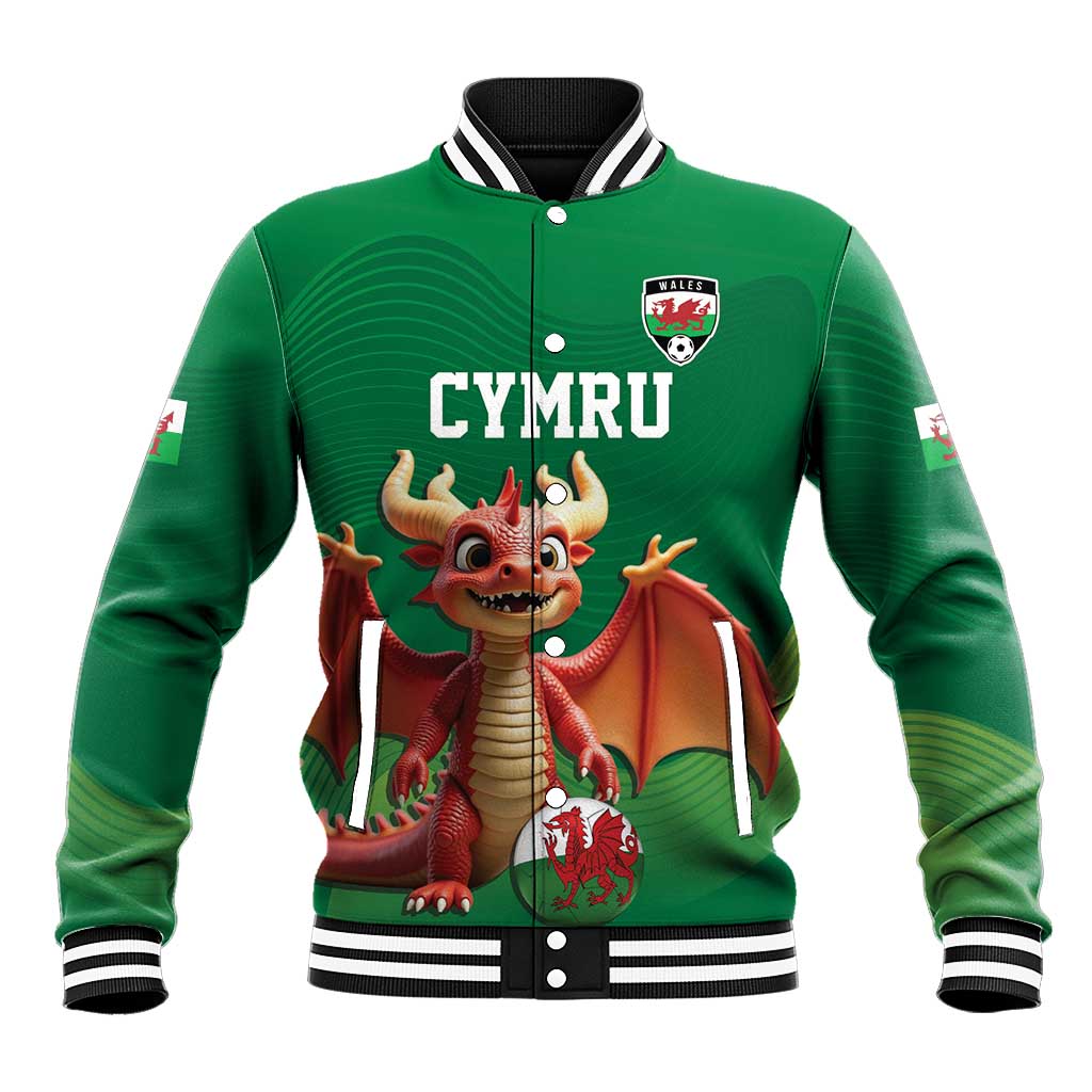 Custom Wales Football Go Champions Baseball Jacket Cymru am byth Green Style