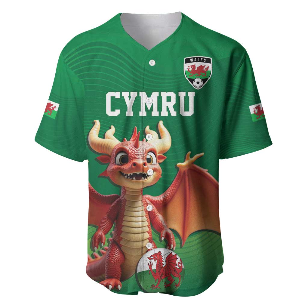 Custom Wales Football Go Champions Baseball Jersey Cymru am byth Green Style