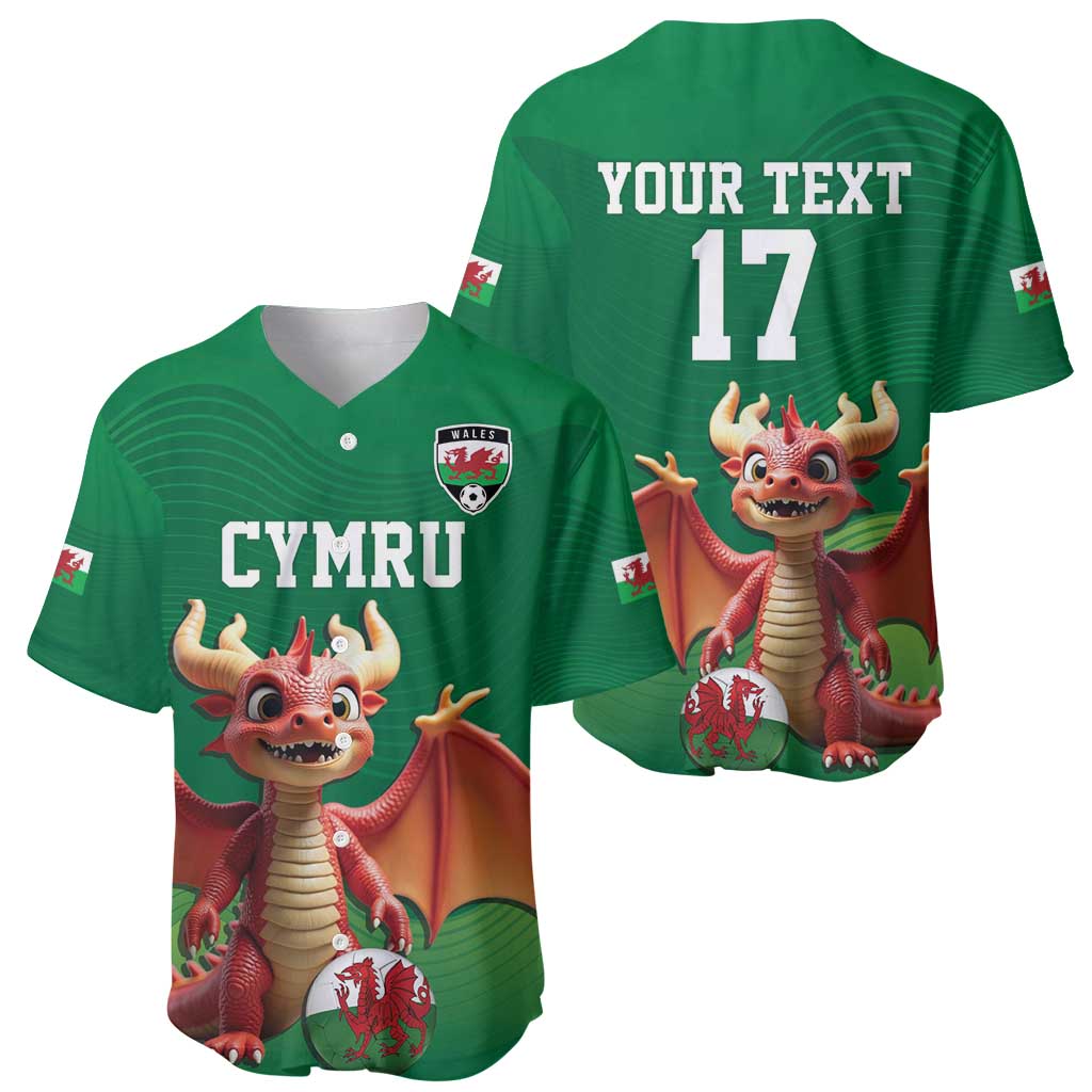 Custom Wales Football Go Champions Baseball Jersey Cymru am byth Green Style