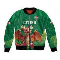 Custom Wales Football Go Champions Bomber Jacket Cymru am byth Green Style