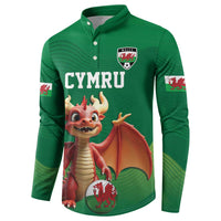 Custom Wales Football Go Champions Button Sweatshirt Cymru am byth Green Style