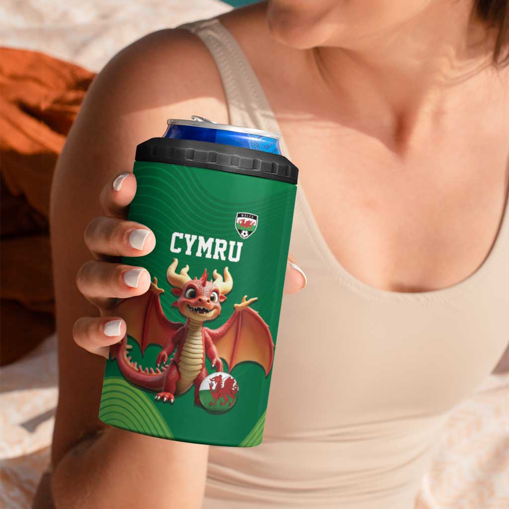 Custom Wales Football Go Champions 4 in 1 Can Cooler Tumbler Cymru am byth Green Style