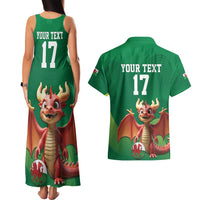 Custom Wales Football Go Champions Couples Matching Tank Maxi Dress and Hawaiian Shirt Cymru am byth Green Style