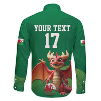 Custom Wales Football Go Champions Family Matching Off The Shoulder Long Sleeve Dress and Hawaiian Shirt Cymru am byth Green Style