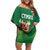 Custom Wales Football Go Champions Family Matching Off Shoulder Short Dress and Hawaiian Shirt Cymru am byth Green Style