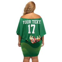 Custom Wales Football Go Champions Family Matching Off Shoulder Short Dress and Hawaiian Shirt Cymru am byth Green Style