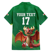 Custom Wales Football Go Champions Family Matching Short Sleeve Bodycon Dress and Hawaiian Shirt Cymru am byth Green Style