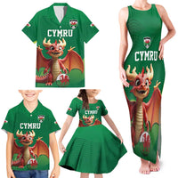 Custom Wales Football Go Champions Family Matching Tank Maxi Dress and Hawaiian Shirt Cymru am byth Green Style