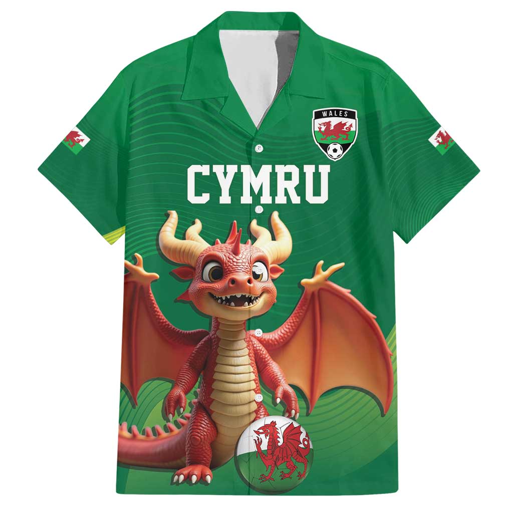 Custom Wales Football Go Champions Hawaiian Shirt Cymru am byth Green Style