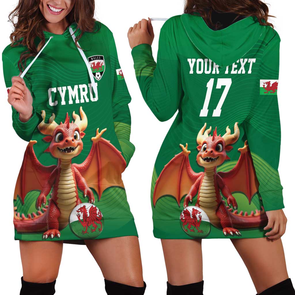 Custom Wales Football Go Champions Hoodie Dress Cymru am byth Green Style