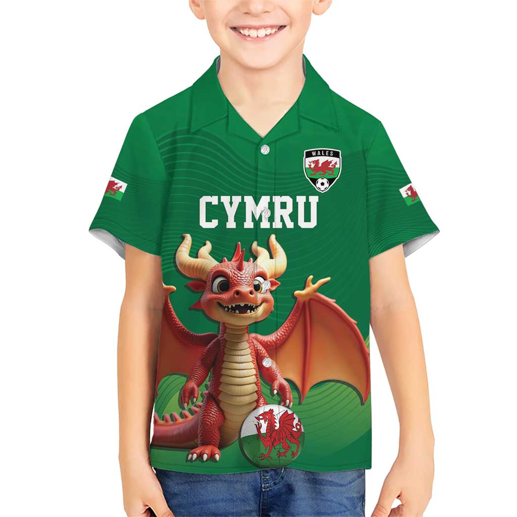 Custom Wales Football Go Champions Kid Hawaiian Shirt Cymru am byth Green Style