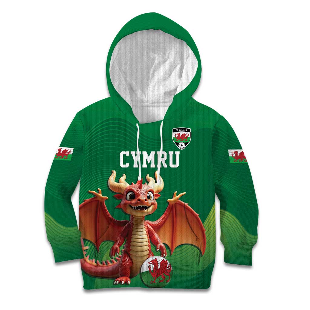 Custom Wales Football Go Champions Kid Hoodie Cymru am byth Green Style