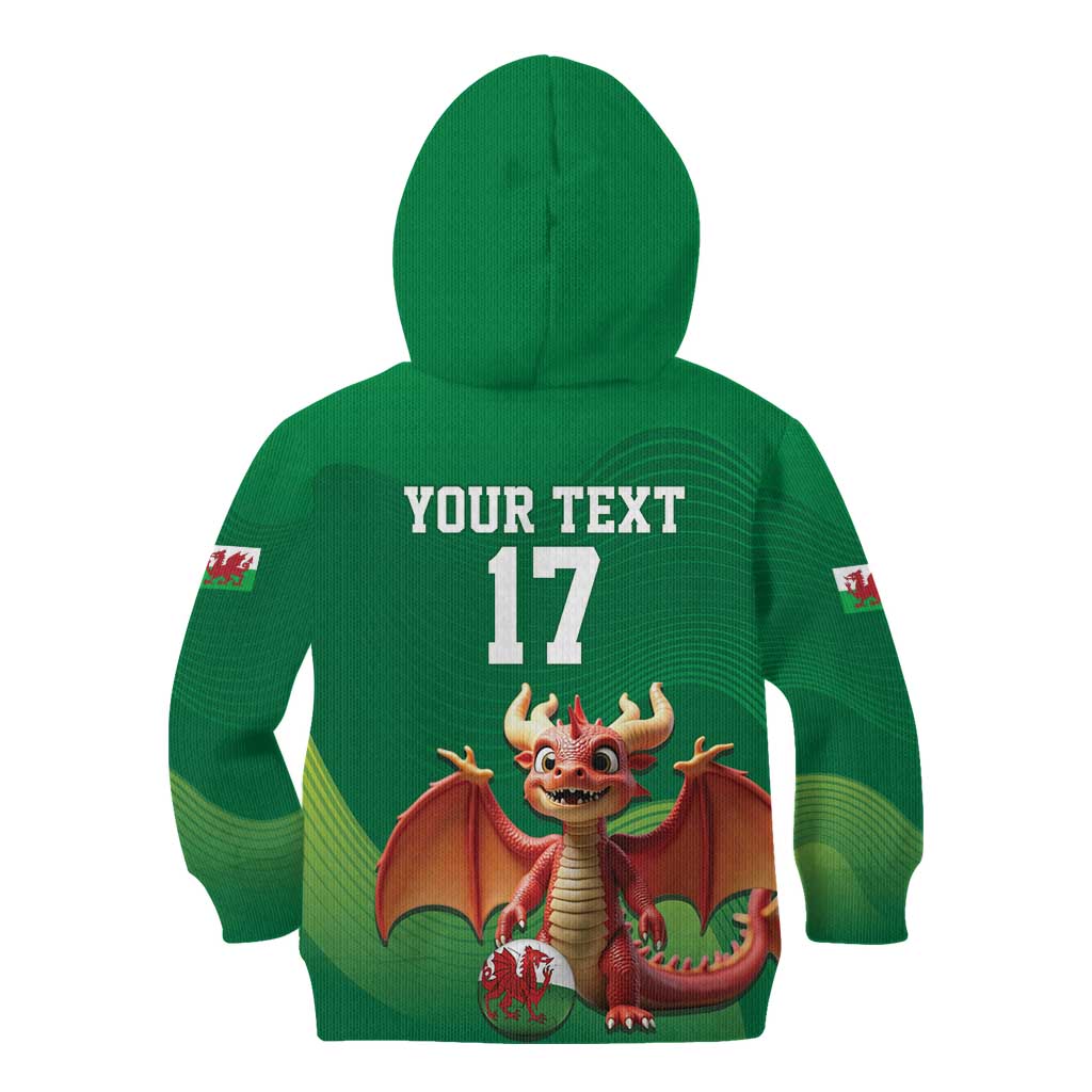 Custom Wales Football Go Champions Kid Hoodie Cymru am byth Green Style