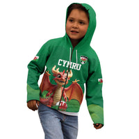 Custom Wales Football Go Champions Kid Hoodie Cymru am byth Green Style