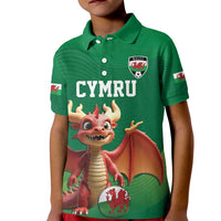 Custom Wales Football Go Champions Kid Polo Shirt Cymru am byth Green Style
