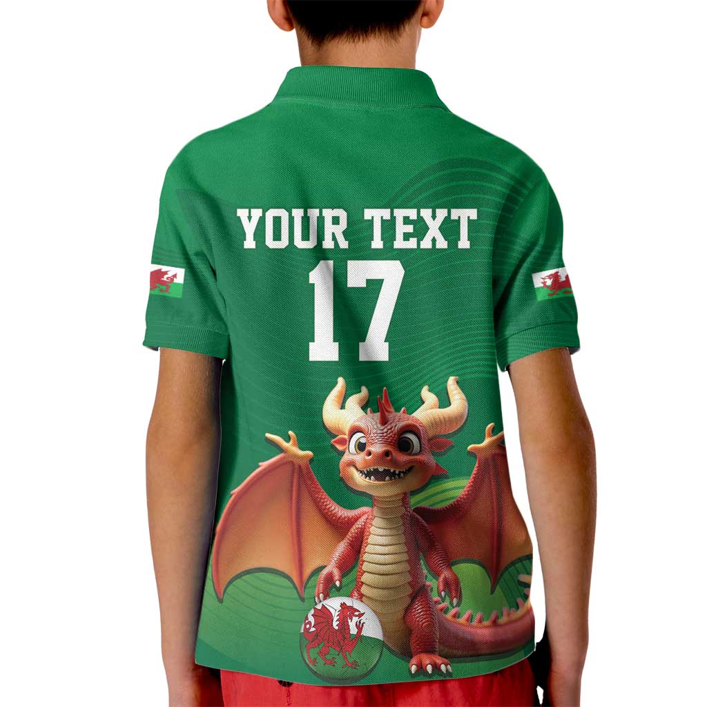 Custom Wales Football Go Champions Kid Polo Shirt Cymru am byth Green Style