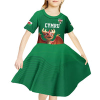 Custom Wales Football Go Champions Kid Short Sleeve Dress Cymru am byth Green Style