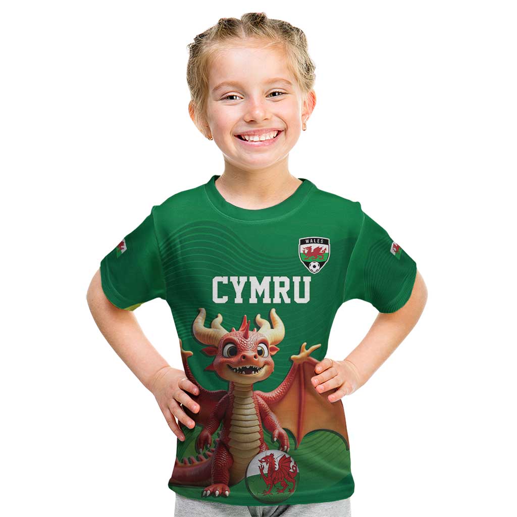 Custom Wales Football Go Champions Kid T Shirt Cymru am byth Green Style