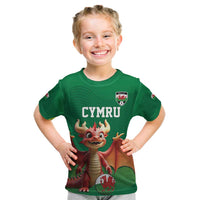 Custom Wales Football Go Champions Kid T Shirt Cymru am byth Green Style