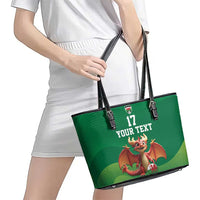 Custom Wales Football Go Champions Leather Tote Bag Cymru am byth Green Style
