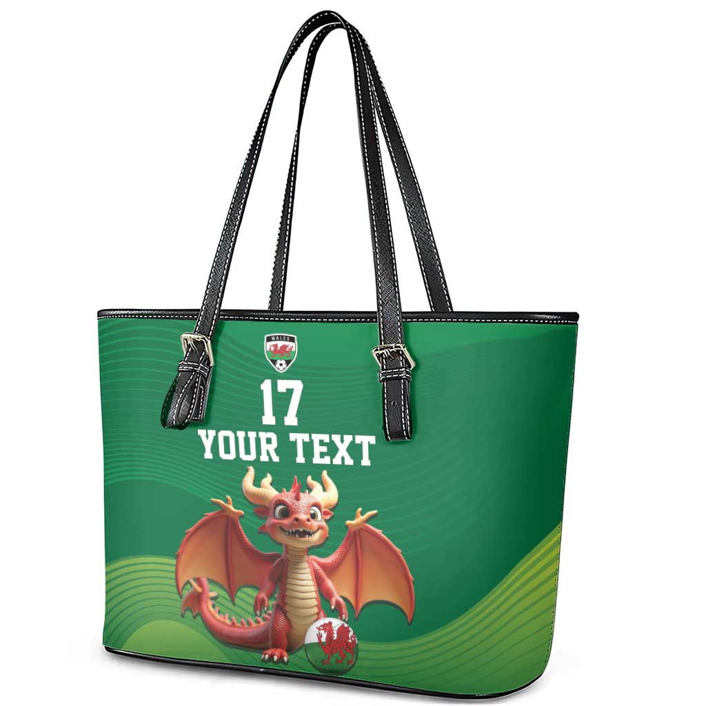 Custom Wales Football Go Champions Leather Tote Bag Cymru am byth Green Style