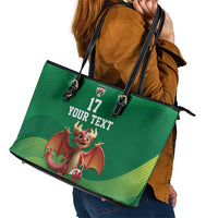Custom Wales Football Go Champions Leather Tote Bag Cymru am byth Green Style