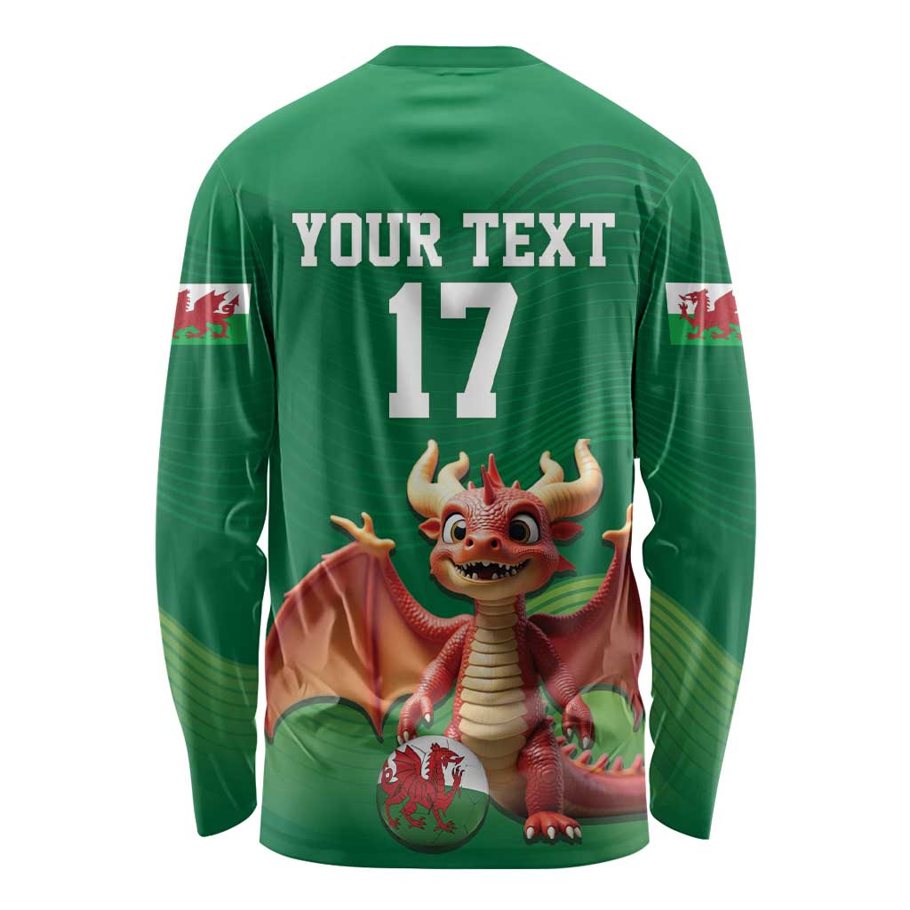 Custom Wales Football Go Champions Long Sleeve Shirt Cymru am byth Green Style