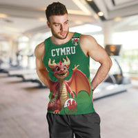 Custom Wales Football Go Champions Men Tank Top Cymru am byth Green Style