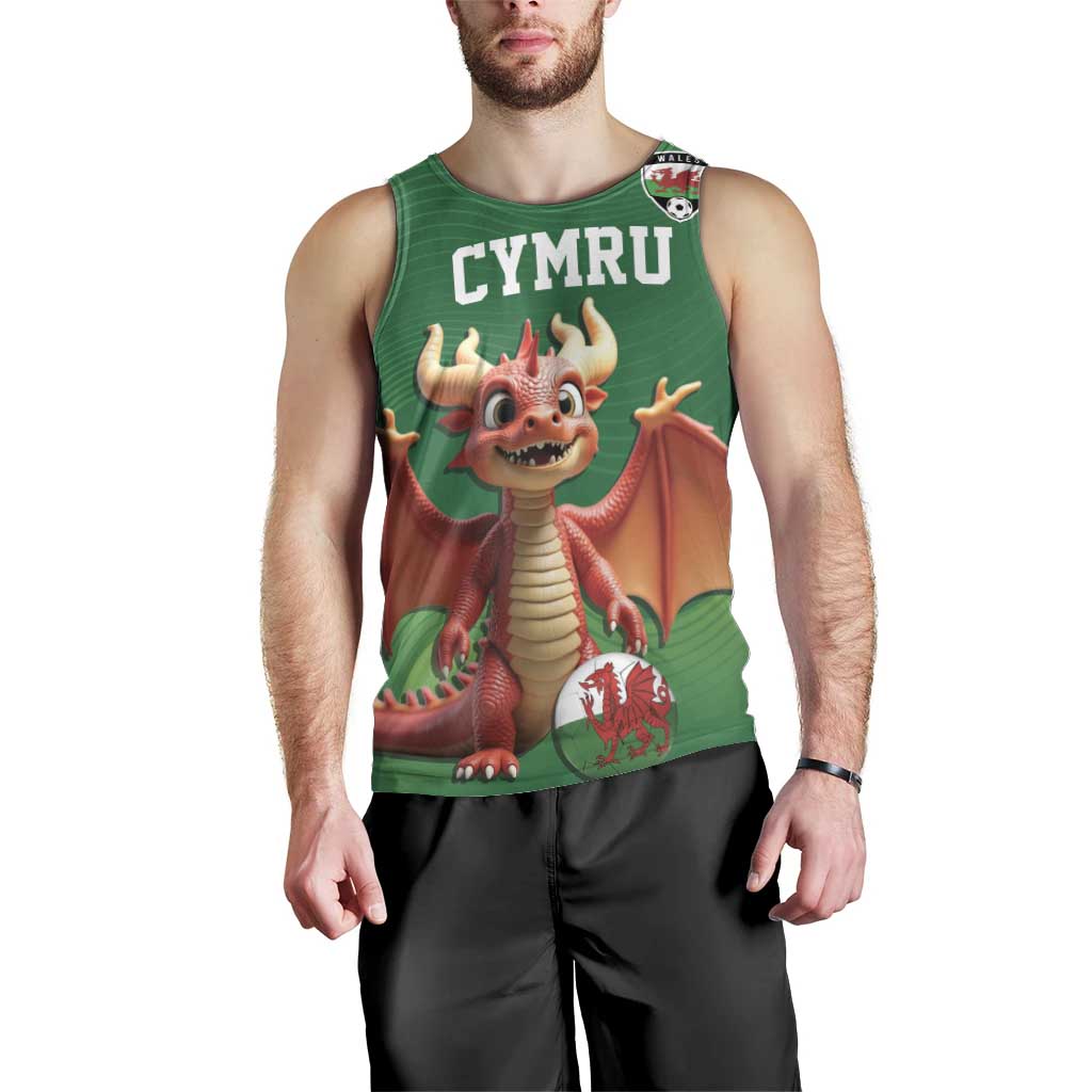 Custom Wales Football Go Champions Men Tank Top Cymru am byth Green Style