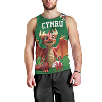 Custom Wales Football Go Champions Men Tank Top Cymru am byth Green Style