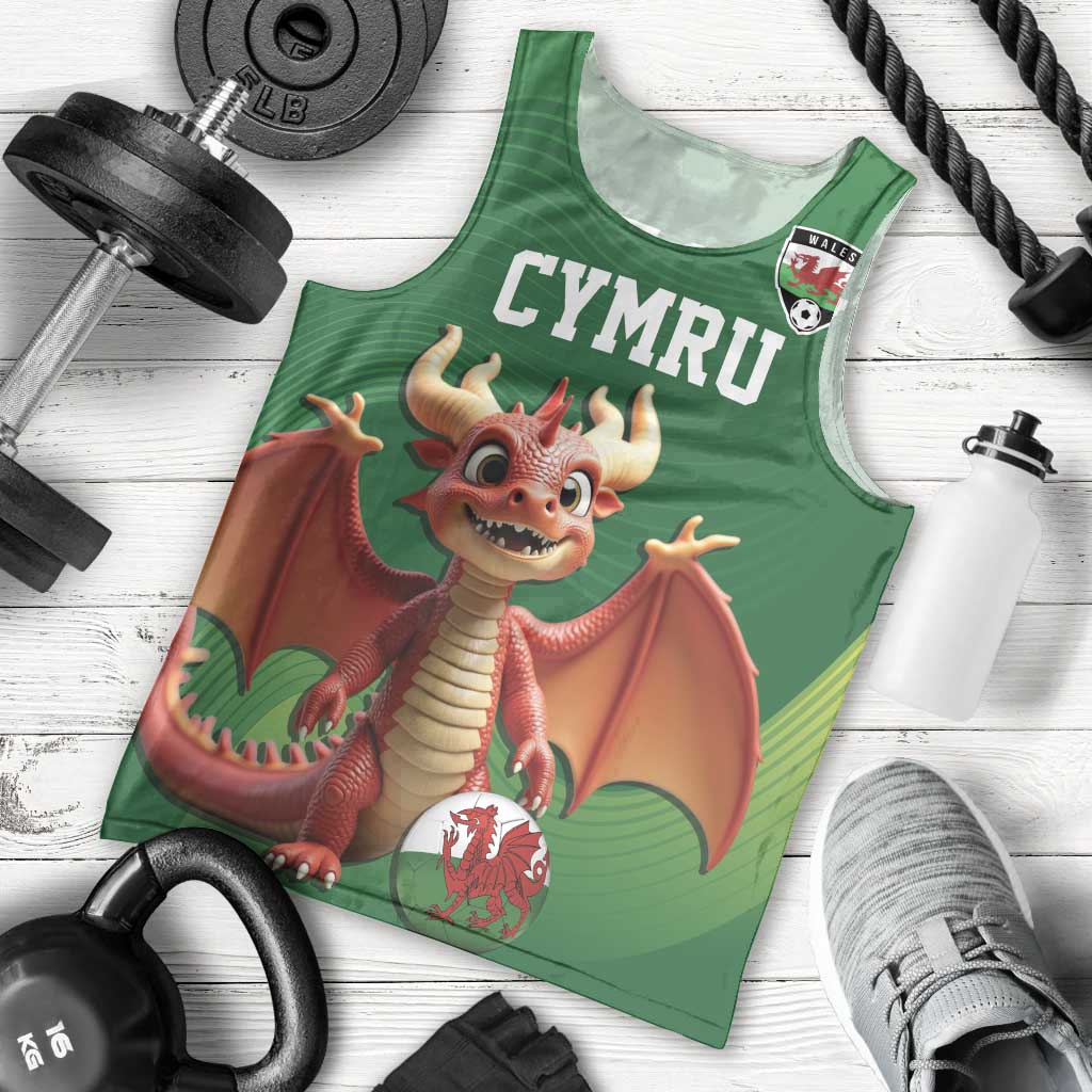Custom Wales Football Go Champions Men Tank Top Cymru am byth Green Style