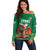Custom Wales Football Go Champions Off Shoulder Sweater Cymru am byth Green Style