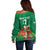 Custom Wales Football Go Champions Off Shoulder Sweater Cymru am byth Green Style