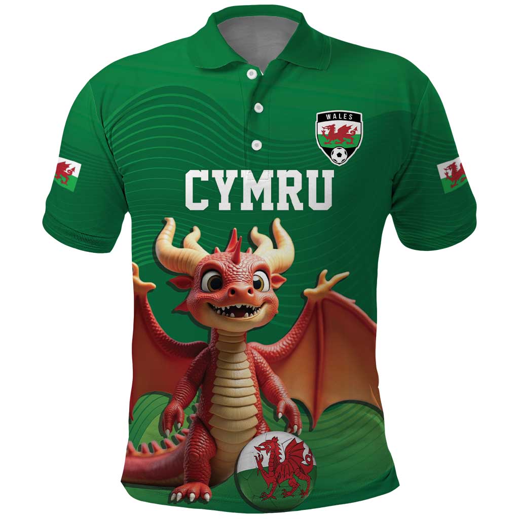 Custom Wales Football Go Champions Polo Shirt Cymru am byth Green Style